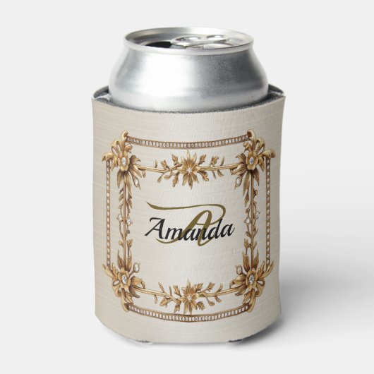 Monogram Goud  Rechthoek Dimond Flower Shiny Blikjeskoeler (Blikje Voorkant)