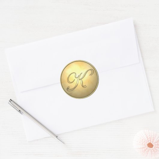 monogram_goud ronde sticker (Envelop)