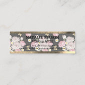 Monogram goud | Roze bloemen Mini Visitekaartje (Achterkant)