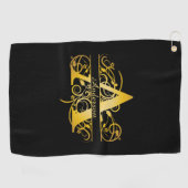 Monogram goud silhouet golfhanddoek (Horizontaal)