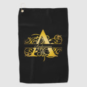 Monogram goud silhouet golfhanddoek (Voorkant)