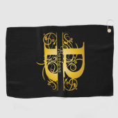 Monogram Goud Silhouet Letter B Golf Handdoek (Horizontaal)