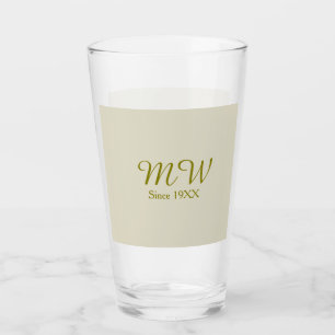 Monogram goud sinds 19XX jaar havermout huwelijks Glas