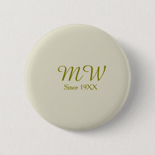 Monogram goud sinds 19XX jaar havermout huwelijks Ronde Button 5,7 Cm