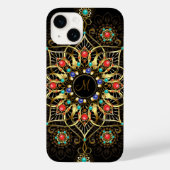 Monogram Goud Turquiose Rood Mandala Juweel Case-Mate iPhone Case (Achterkant)