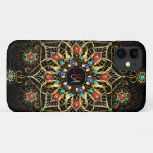 Monogram Goud Turquiose Rood Mandala Juweel Case-Mate iPhone Case (Achterkant (horizontaal))