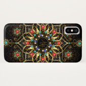 Monogram Goud Turquiose Rood Mandala Juweel Case-Mate iPhone Case (Achterkant (horizontaal))