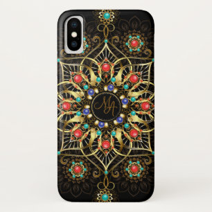 Monogram Goud Turquiose Rood Mandala Juweel Case-Mate iPhone Case