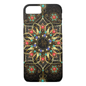 Monogram Goud Turquiose Rood Mandala Juweel Case-Mate iPhone Case (Achterkant)