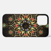 Monogram Goud Turquiose Rood Mandala Juweel Case-Mate iPhone Case (Achterkant (horizontaal))