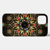 Monogram Goud Turquiose Rood Mandala Juweel Case-Mate iPhone Case (Achterkant (horizontaal))