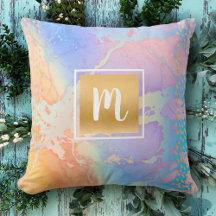 Monogram goud turquoise roze marmer waterverf