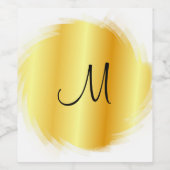 Monogram goud uitziende moderne elegante sjabloon wijn etiket (Enkel label)