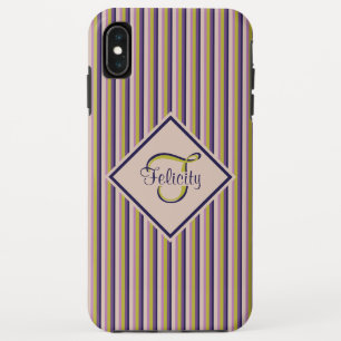 Monogram goud, Violet, Paarse en roze strepen Case-Mate iPhone Case