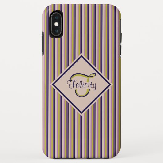 Monogram goud, Violet, Paarse en roze strepen Case-Mate iPhone Case (Achterkant)