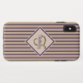 Monogram goud, Violet, Paarse en roze strepen Case-Mate iPhone Case (Achterkant (horizontaal))