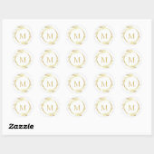 Monogram Goud Wit Kerstmis Krans Envelop Seal Ronde Sticker (Vel)