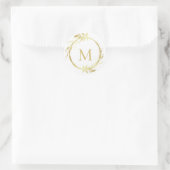Monogram Goud Wit Kerstmis Krans Envelop Seal Ronde Sticker (Tas)