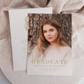 Monogram Goud Witte Foto Afstudeer Uitnodiging