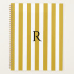 Monogram Goud & Witte Strepen Gestreept Planner<br><div class="desc">Modern  gestreepte design. Verticale strepen patroon ontwerp in chique franse klassieke elegante goud en witte kleur.</div>