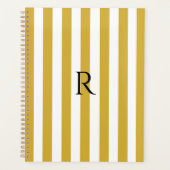 Monogram Goud & Witte Strepen Gestreept Planner (Voorkant)