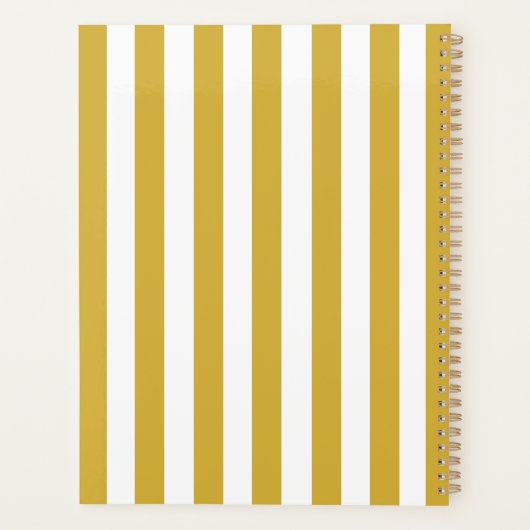  Monogram Goud & Witte Strepen Gestreept Planner (Achterkant)