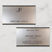 Monogram Goud Zilver Elegante Sjabloon Extra Dik Visitekaartje (Voorkant / Achterkant)