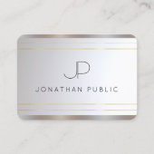 Monogram Goud Zilver Elegante Sjabloon Modern Visitekaartje (Voorkant)