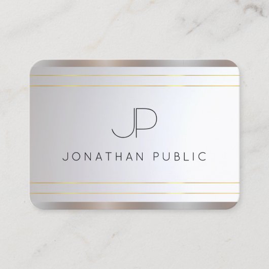 Monogram Goud Zilver Elegante Sjabloon Modern Visitekaartje (Voorkant)