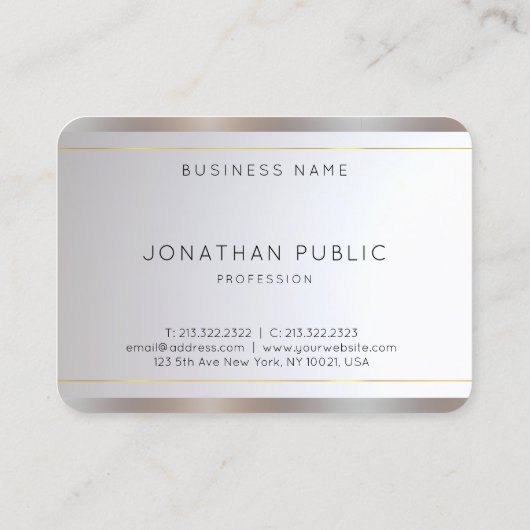 Monogram Goud Zilver Elegante Sjabloon Modern Visitekaartje (Achterkant)
