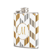 Monogram - Goud, zilver en wit design Heupfles (Links)