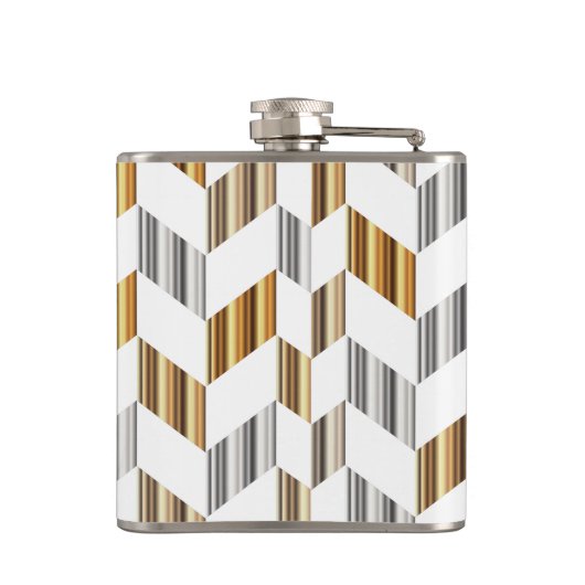 Monogram - Goud, zilver en wit design Heupfles (Achterkant)