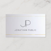 Monogram Goud Zilver Modern Elegant Professioneel Visitekaartje (Voorkant)