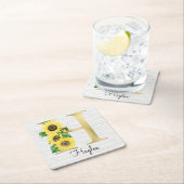 Monogram Goud Zonnebloemen Initiaal H Kartonnen Onderzetters (Insitu)