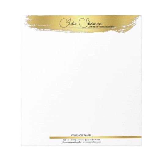 Monogram Goud Zwart Chic Modern Schrift Minimalist Notitieblok (Voorkant)