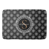 Monogram Goud Zwart Diamanten Getuft Elegant Luxe Badmat (Voorkant)