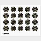 Monogram Goud Zwart Kerst Krans Envelope Zegel (Vel)