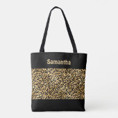 Monogram Goud Zwart Leopard Print Cheetah Dier Tote Bag (Achterkant)