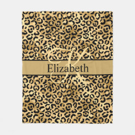 Monogram Goud Zwart Luipaardprint Fleece Deken