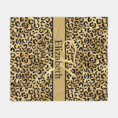 Monogram Goud Zwart Luipaardprint Fleece Deken (Voorkant (Horizontaal))
