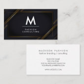 Monogram | Goud Zwart Lux Achtergrond Visitekaartje (Voorkant / Achterkant)