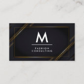 Monogram | Goud Zwart Lux Achtergrond Visitekaartje (Voorkant)