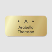 Monogram Goud Zwart Minimalistisch Elegant Modern Naamplaatje (Voorkant)