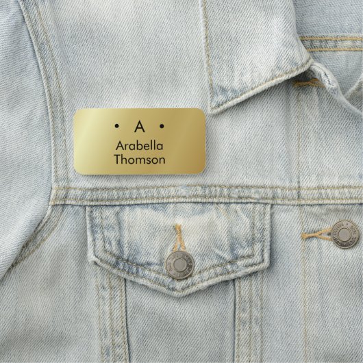 Monogram Goud Zwart Minimalistisch Elegant Modern Naamplaatje (In situ)