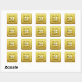 Monogram Goud Zwart Mr Mrs. Year Trouwpapier Vierkante Sticker (Vel)