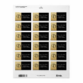Monogram Goud & Zwart Retouradreslabel Etiket (Full Sheet)