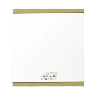 Monogram Goud Zwart Wit Minimalistisch Elegant Her Notitieblok