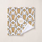 Monogram goud, zwart, witte decoventilator bad handdoek (Wasdoekje)