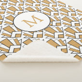 Monogram goud, zwart, witte decoventilator sherpa deken (3/4)