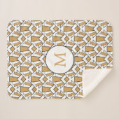 Monogram goud, zwart, witte decoventilator sherpa deken (Voorkant (horizontaal))